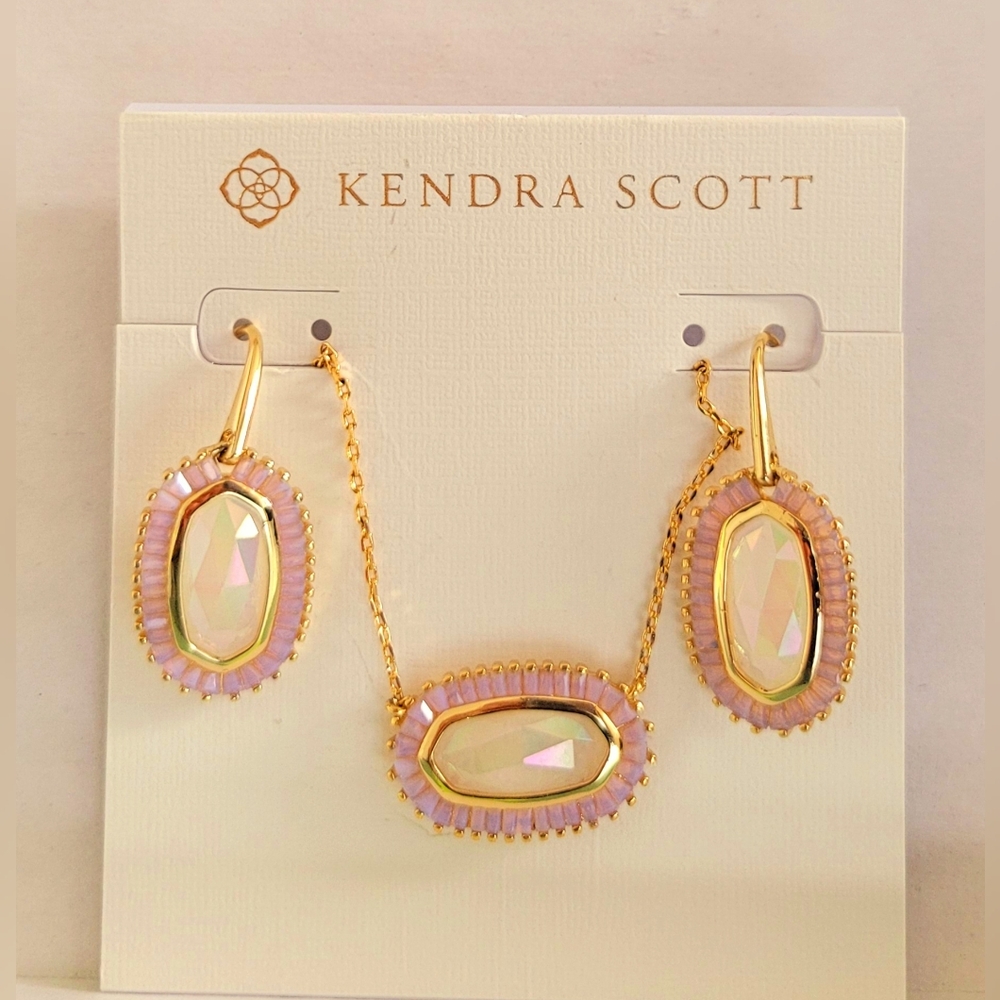 Kendra Scott Lee Earrings & Elisa In Iridescent Rock Crystal